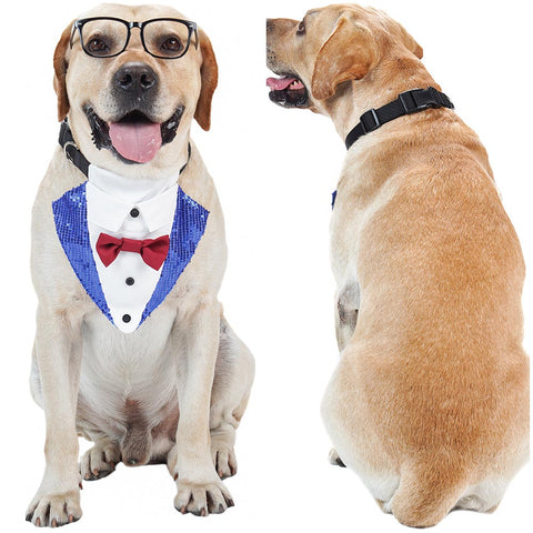 dog tuxedo Pet Dogs Necktie Halloween Carnival Party Costume Accessories Pet bib sequin