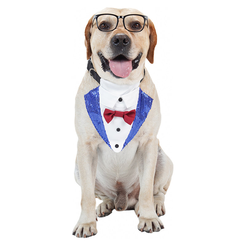 dog tuxedo Pet Dogs Necktie Halloween Carnival Party Costume Accessories Pet bib sequin