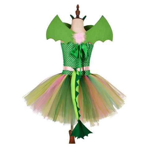 SeeCosplay Dinosaur Kids Girls Cosplay Costume Dress Outfits Pink Dress Halloween Carnival Party Suit GirlKidsCostume