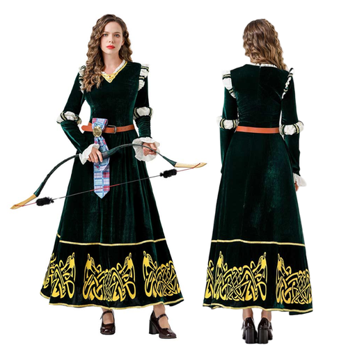 Medieval Courtyard Melinda Cosplay Dark Green Dress Costume for Halloween For Adult Female Halloween Costume