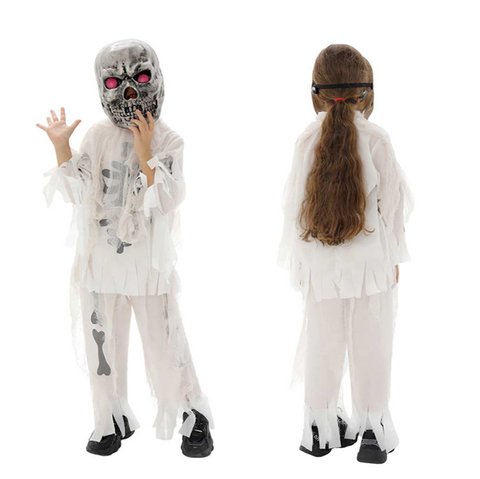 Halloween Performance Costume Children's Skull Glowing Glasses Scary Outfit For Unisex Kids Halloween Costume