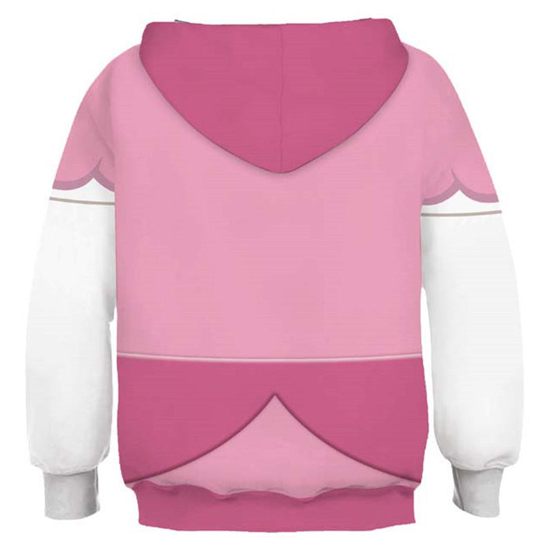 Super Mario:Costume Peach Princess Kids Girls Cosplay Hoodie Printed Hooded Sweatshirt Casual Streetwear