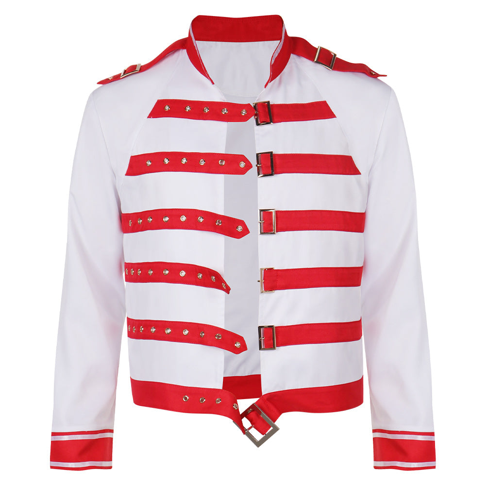 Movie Queen:Costume Freddie Mercury Red and White Stripes Jacket Coat ...