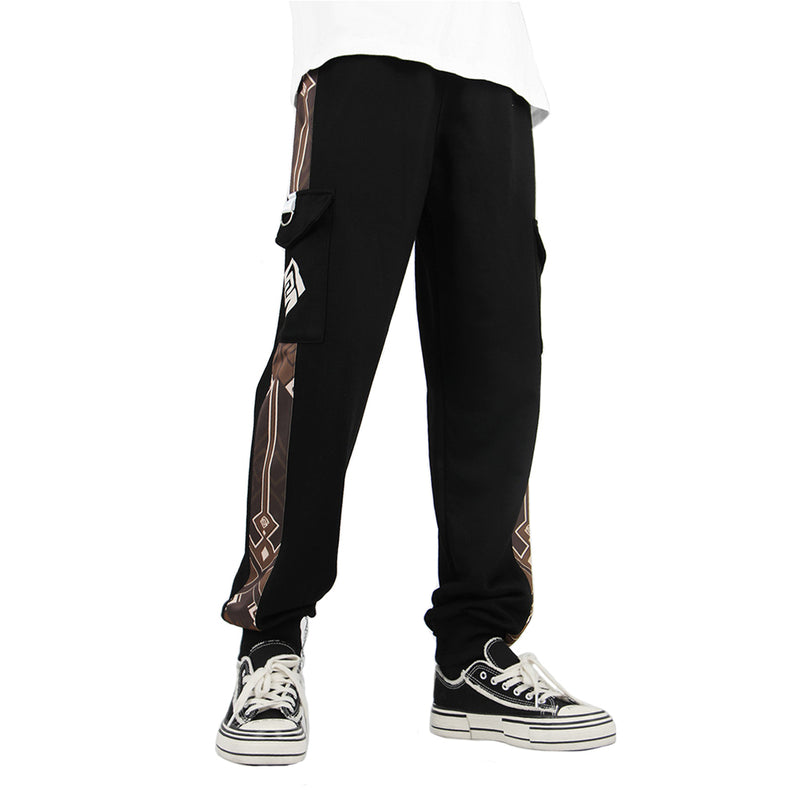 Genshin Impact Zhongli Cosplay Pants 3D Print Pocket Cargo Casual Loose Trousers Overalls