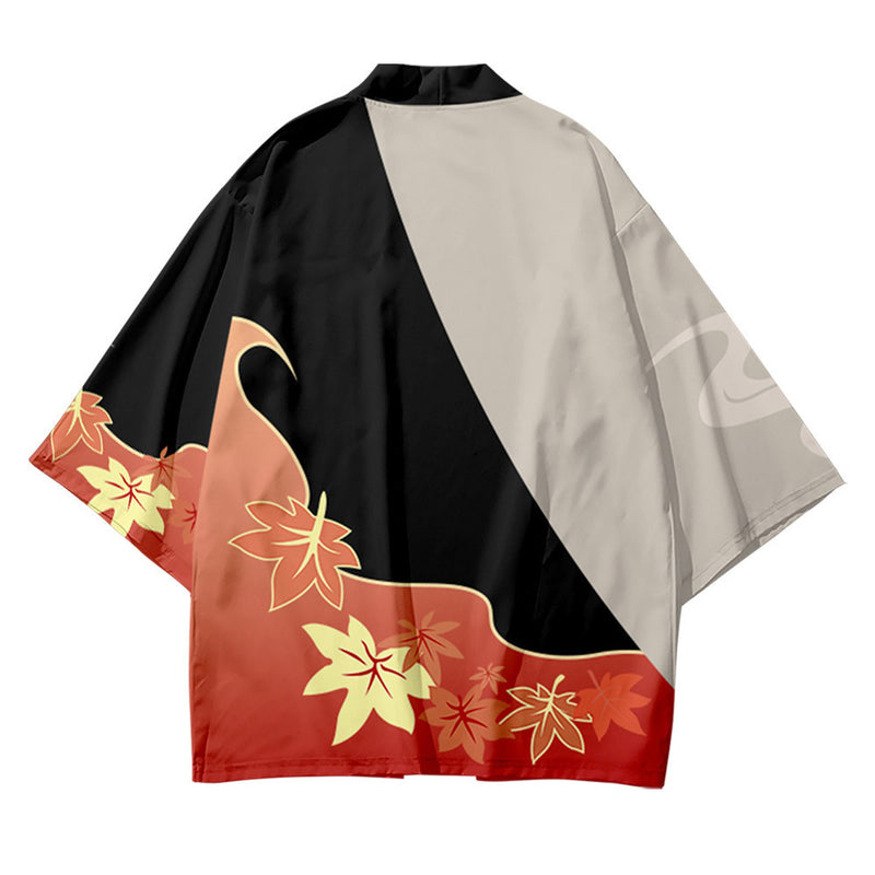 Genshin Unisex Kaedehara Kazuha Kimono Mantelet Coat Cape Jacket Halloween Carnival Cloak Cosplay Costume Schwarz M