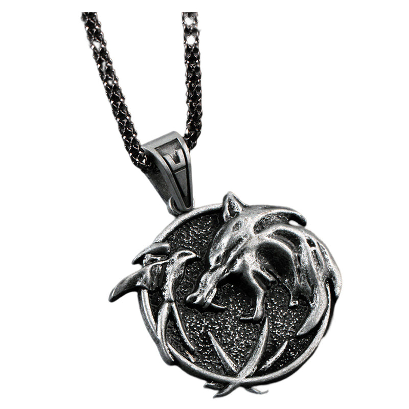 Geralt Cosplay Wizard Wolf Head Pendant Necklace Halloween Carnival  Costume Accessories Gifts