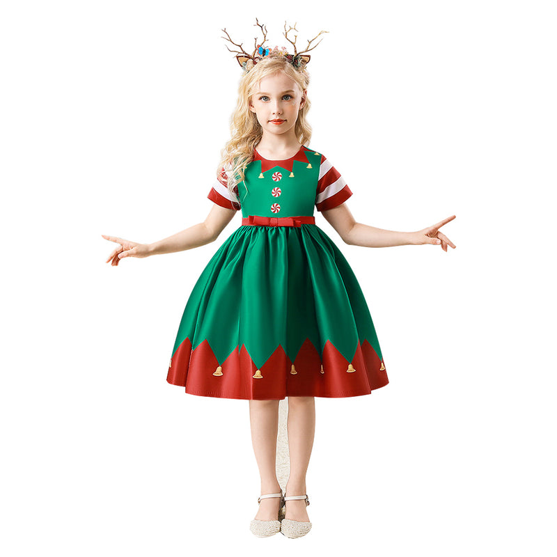 Girls‘ Christmas Dress Cosplay Costume Jumpsuit Outfits  Halloween Carnival Party Suit