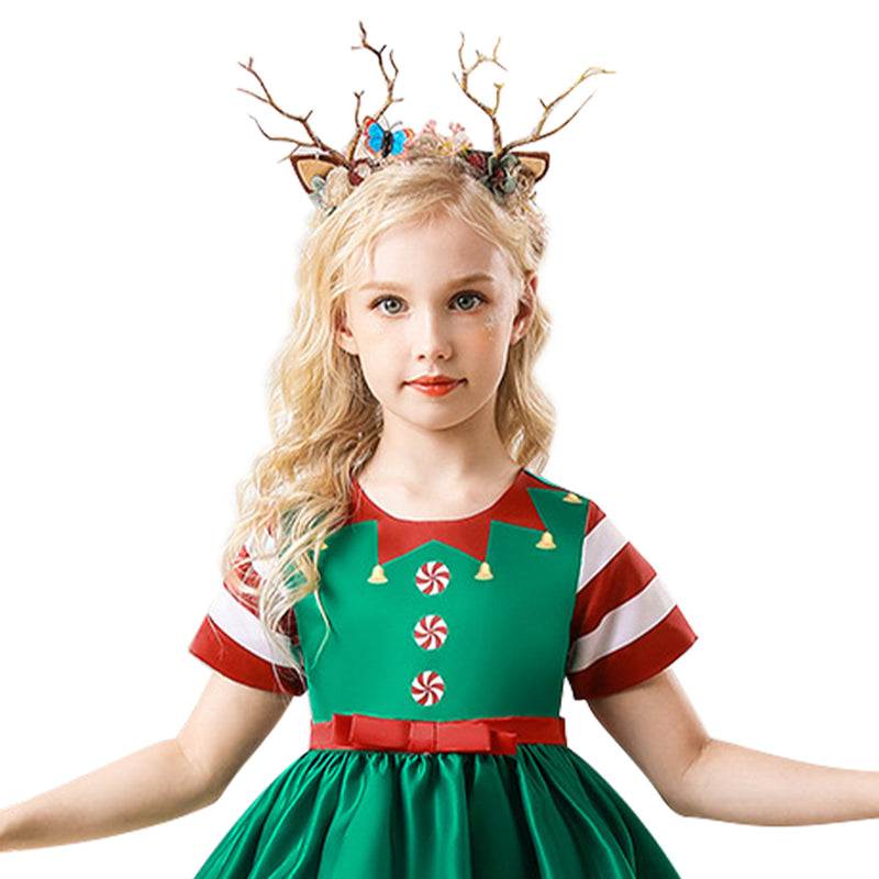 Girls‘ Christmas Dress Cosplay Costume Jumpsuit Outfits  Halloween Carnival Party Suit