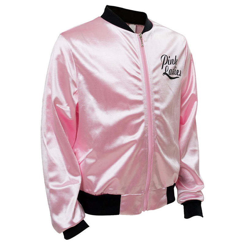 Grease Pink Ladies Cosplay Jacket Adult Satin Coat Costume Retro Fancy Jacket Halloween Carnival Party Suit