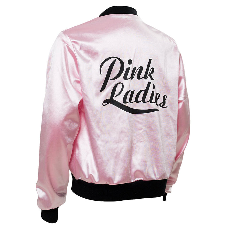 Grease Pink Ladies Cosplay Jacket Adult Satin Coat Costume Retro Fancy Jacket Halloween Carnival Party Suit