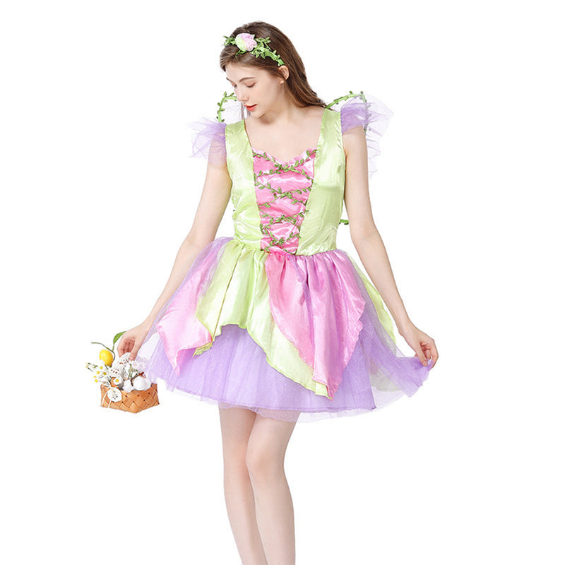 Green Elf Flower Fairy Cosplay Costume Outfits Halloween Carnival Suit