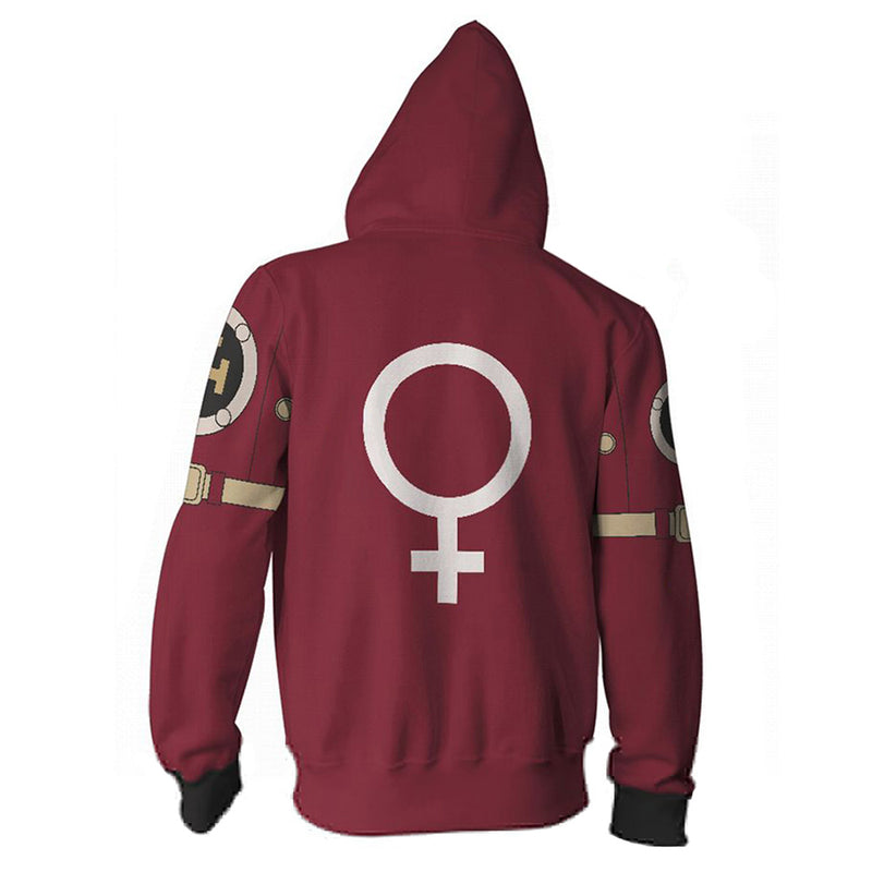 Guilty Gear I-NO Cosplay Hoodie 3D Printed Hooded Sweatshirt Men Women Casual Streetwear Zip Up Jacket Coat