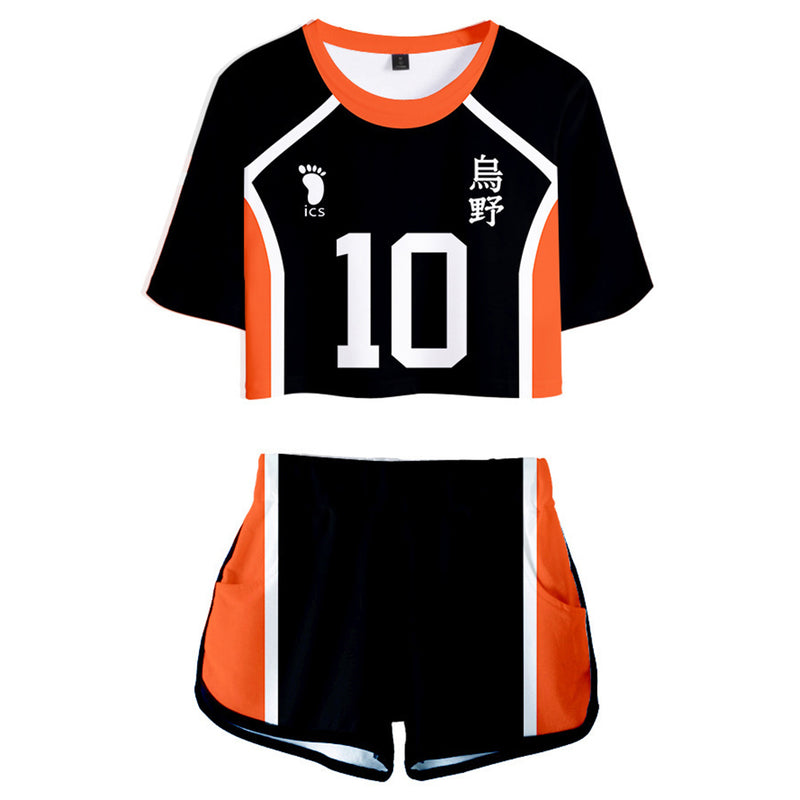 Haikyuu Hinata Shoyo  Cosplay Costume High School Uniform Jersey Top Shorts Set for Women