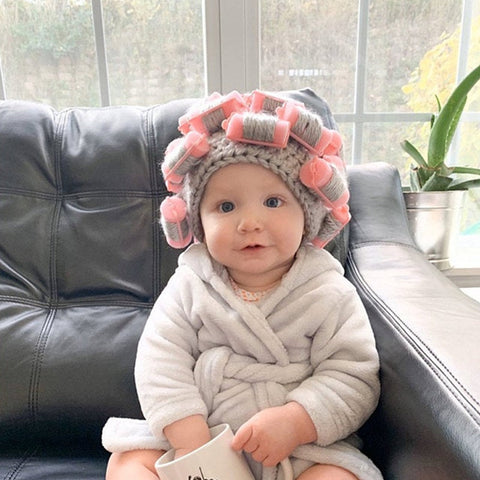 Hair Roller Cap Funny Bonnet Sleep Curly Hair Boy Girls Adjustable Hat Knitted Cap