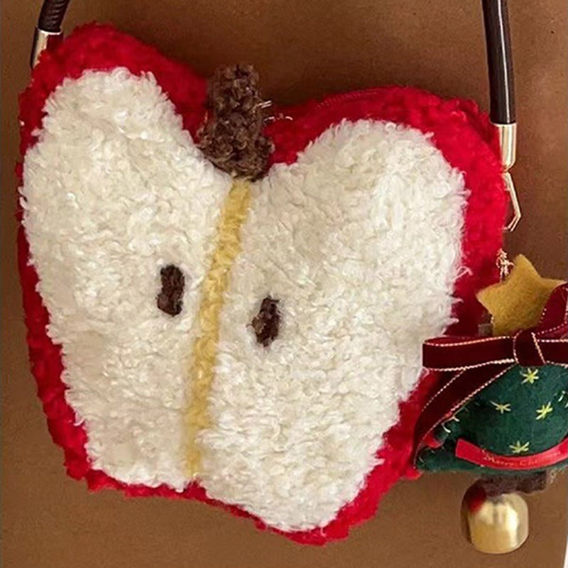 Halloween Carnival Costume Accessories Christmas lamb hair apple handbag plush cute small bag shoulder bag