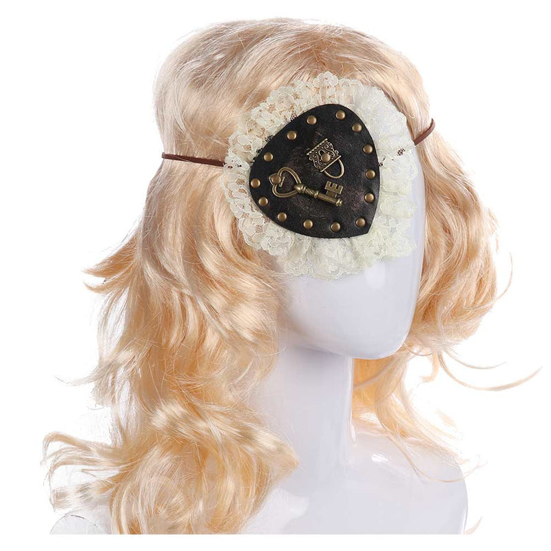 Halloween Carnival Party Props Pirate Gothic Punk Vintage Key Lock Lace One Eye Mask