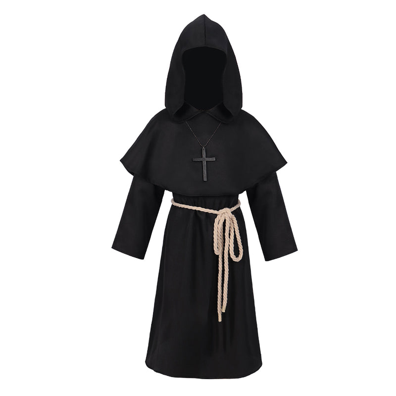 Halloween Children's Black Medieval Renaissance Monks' Clothing Priest Clothing