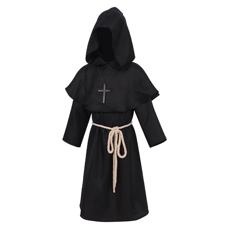 Halloween Children's Black Medieval Renaissance Monks' Clothing Priest Clothing