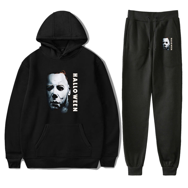 Halloween Michael Myers Cosplay Hoodie Sweatpants Set 3D Printed Hooded Sweatshirt Pullover Causal Pants Trousers