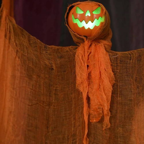 Halloween Pumpkin Party Decoration Hanging Head Green Light Turning Head Pumpkin Glowing Sound Hanging Decoration Props Courtyard