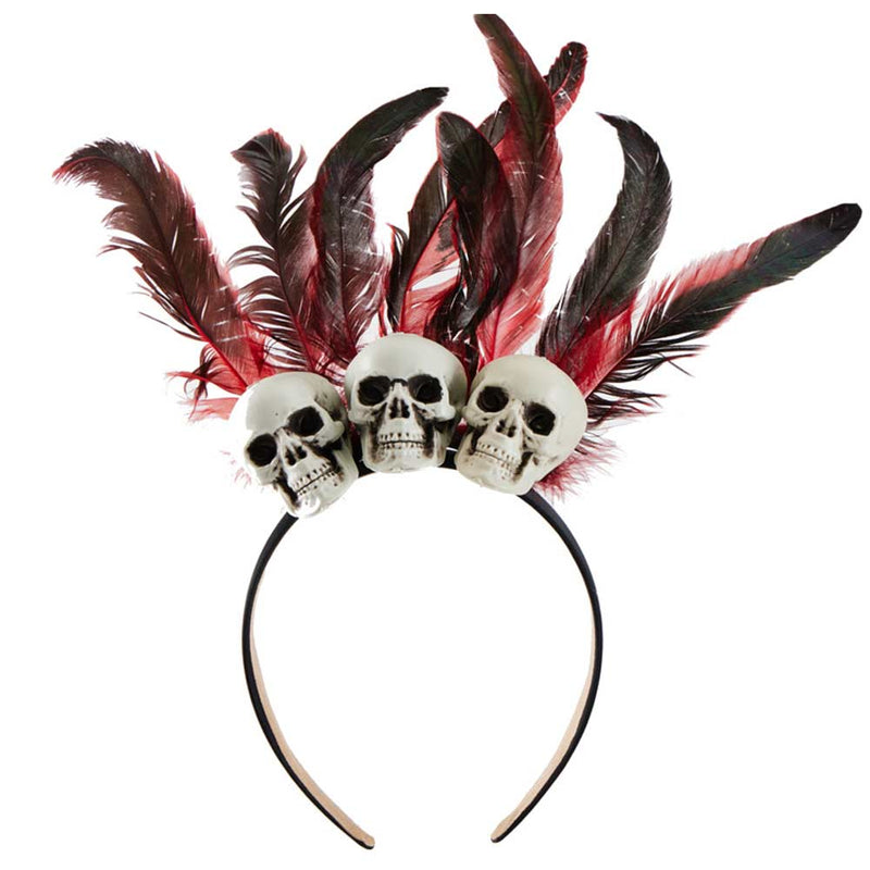 Halloween Skull Hair Hoops Cos Comic Exhibition Dark Feather Head Hoops Gothic Lolita Photography Performance Hair Accessories