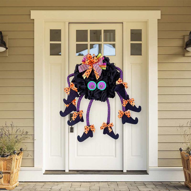 Halloween Wreath Decorations Front Door Outdoor Vintage Halloween Witch Decor Garland Party Gifts Prop