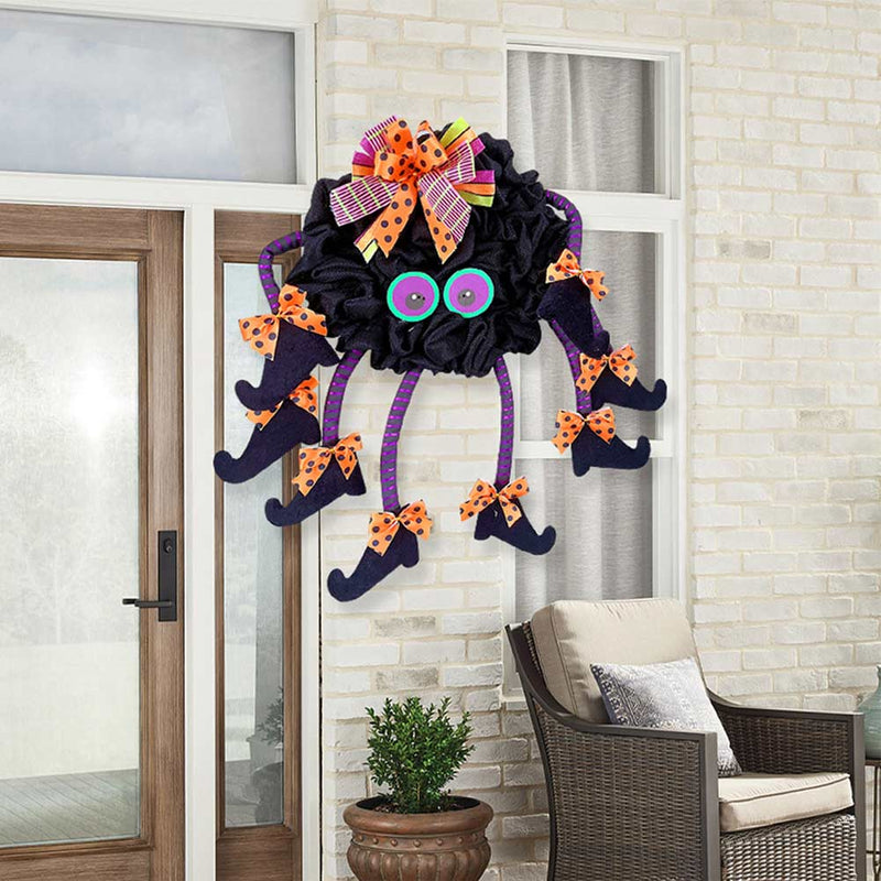 Halloween Wreath Decorations Front Door Outdoor Vintage Halloween Witch Decor Garland Party Gifts Prop