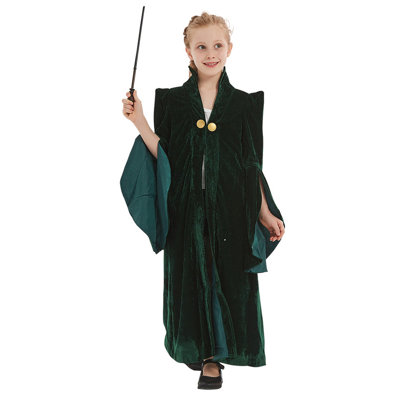 Harry Potter Minerva McGonagall Cosplay Costume Kids Children Robe Coat Halloween Carnival Suit