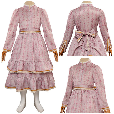 SeeCosplay Pink Kid Children Dress Medieval Renaissance Clothing Party Carnival Halloween Cosplay Costume