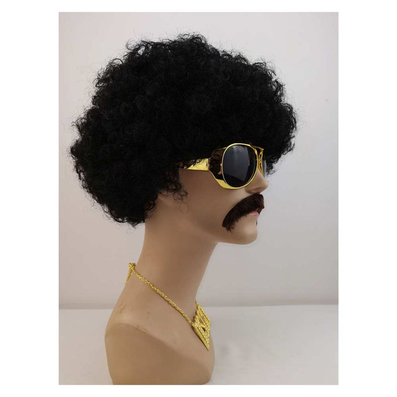 Hippie Rock Wig Necklace Beard Glasses Set Halloween Carnival Costume Accessories