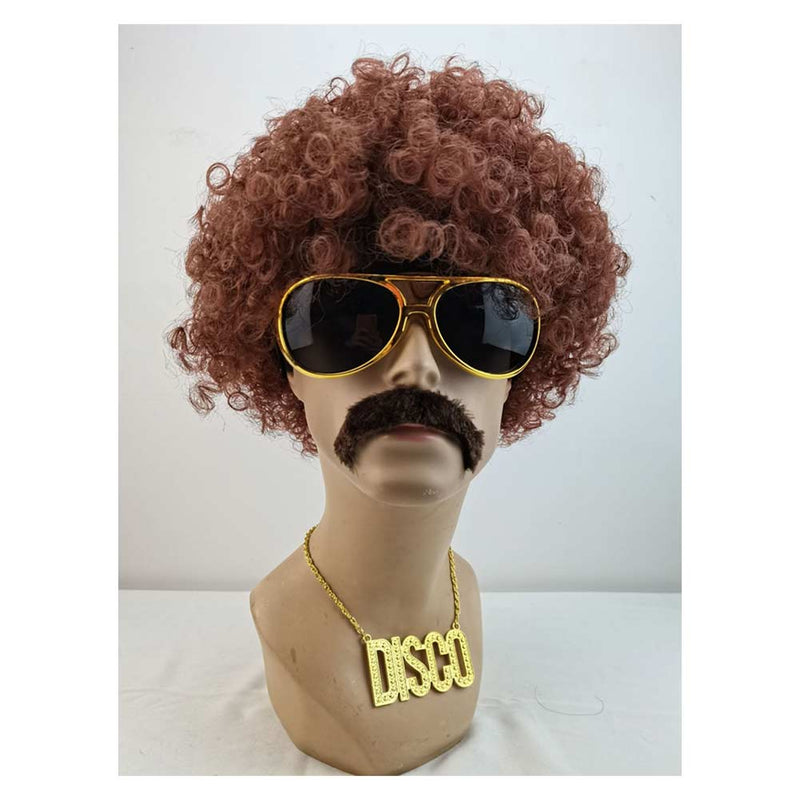 Hippie Rock Wig Necklace Beard Glasses Set Halloween Carnival Costume Accessories