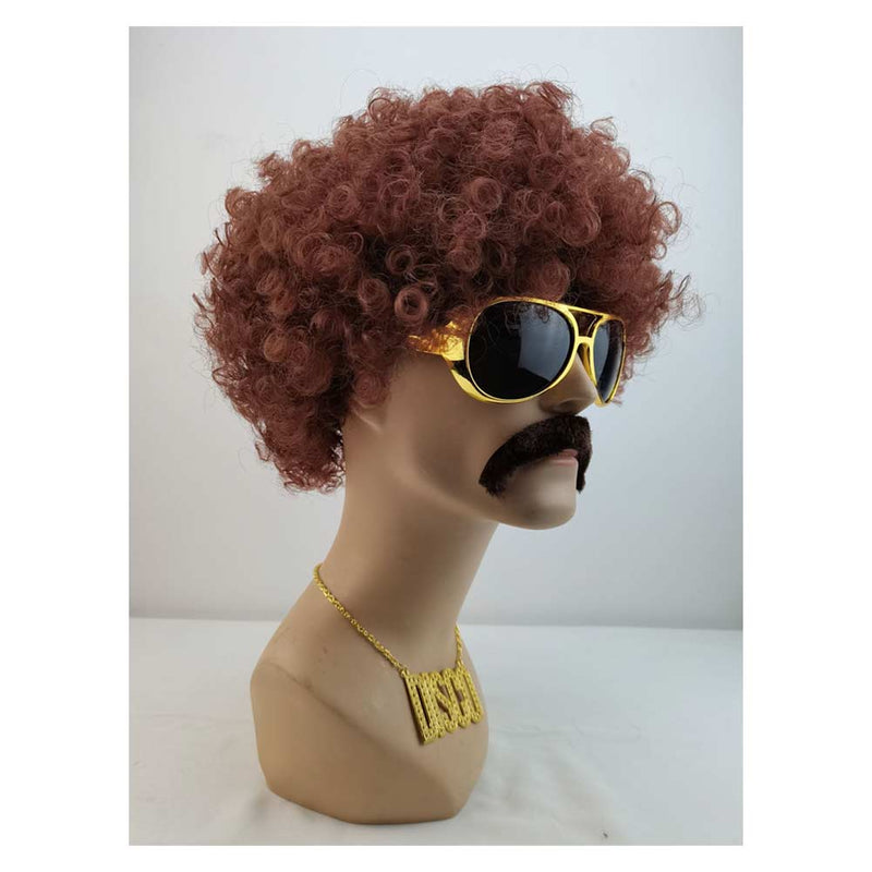 Hippie Rock Wig Necklace Beard Glasses Set Halloween Carnival Costume Accessories