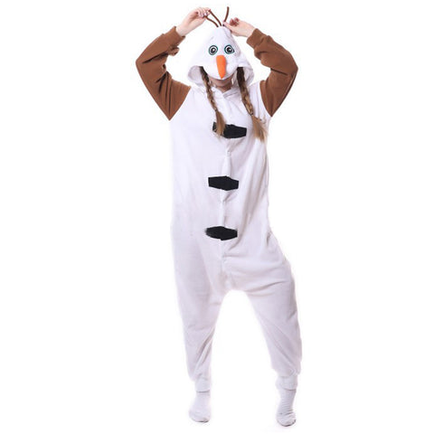 In Stock Anime Olaf Costume Pajamas Adult Onesie Snowman Cosplay jumpsuit Winter Sleepwear Cartoon Xmas Performance Clothes Fancy Dress