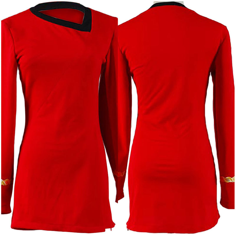 In stock New Star Cosplay Trek TOS Red Yellow Blue dress Adult Cotton dress Women outfit Halloween Carnival Women short dress See O