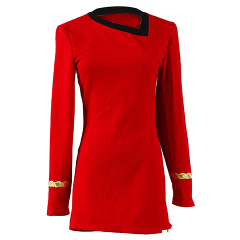 In stock New Star Cosplay Trek TOS Red Yellow Blue dress Adult Cotton dress Women outfit Halloween Carnival Women short dress See O