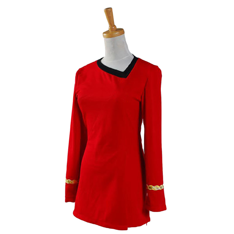 In stock New Star Cosplay Trek TOS Red Yellow Blue dress Adult Cotton dress Women outfit Halloween Carnival Women short dress See O