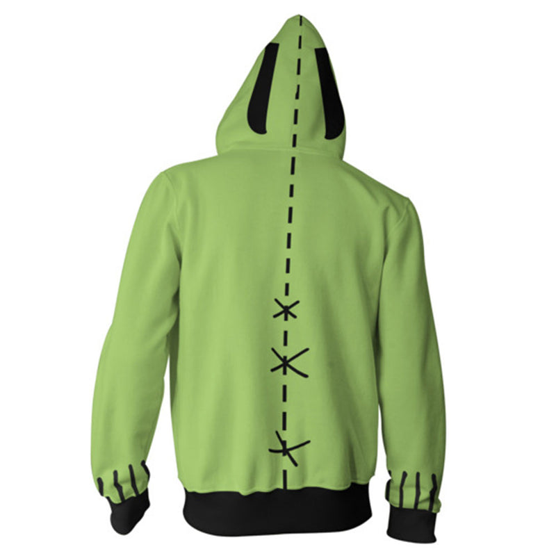 Invader ZIM Cosplay Printed Zipper Costume Coat Hoodie Jacket Sweatshirt 