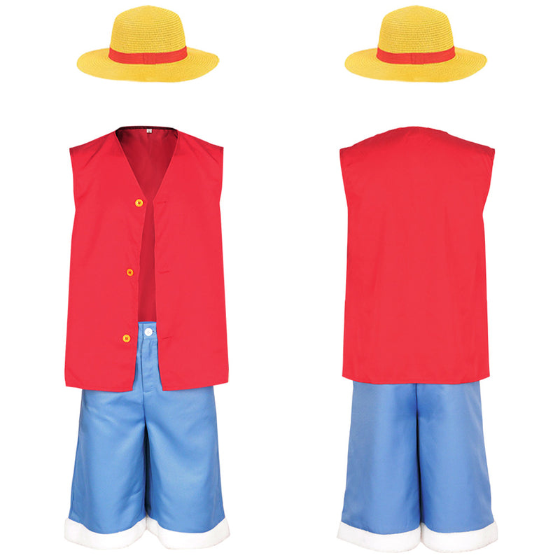 Kids  Children One Piece Luffy Cosplay Costume Coat Pants Halloween Carnival Party Suit