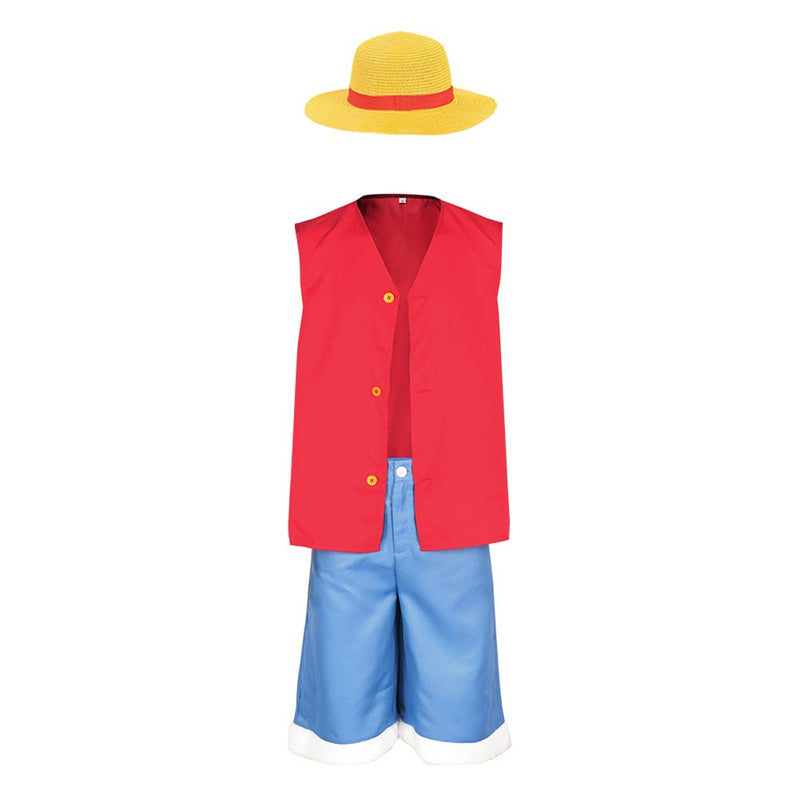 Kids  Children One Piece Luffy Cosplay Costume Coat Pants Halloween Carnival Party Suit