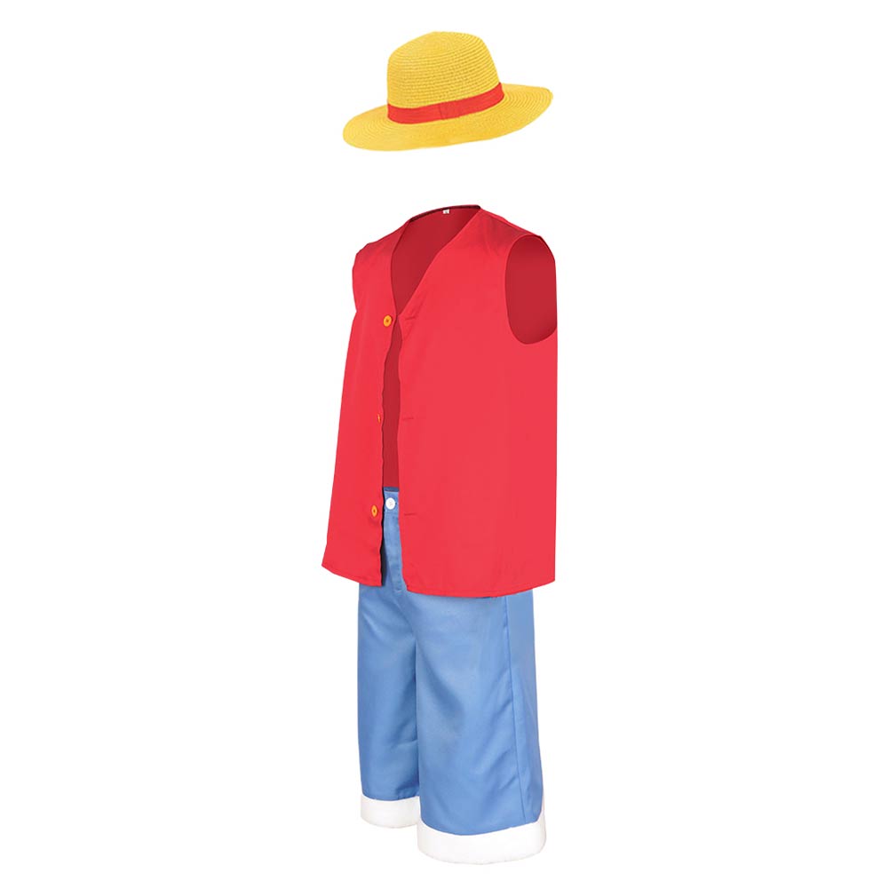 Kids Children One Piece Luffy Cosplay Costume Coat Pants Halloween Car ...