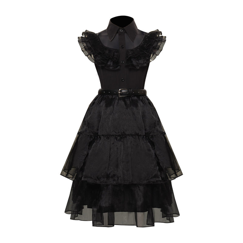Kids Children  Wednesday Addams Wednesday Cosplay Costume Dress Outfits Halloween Carnival Suit