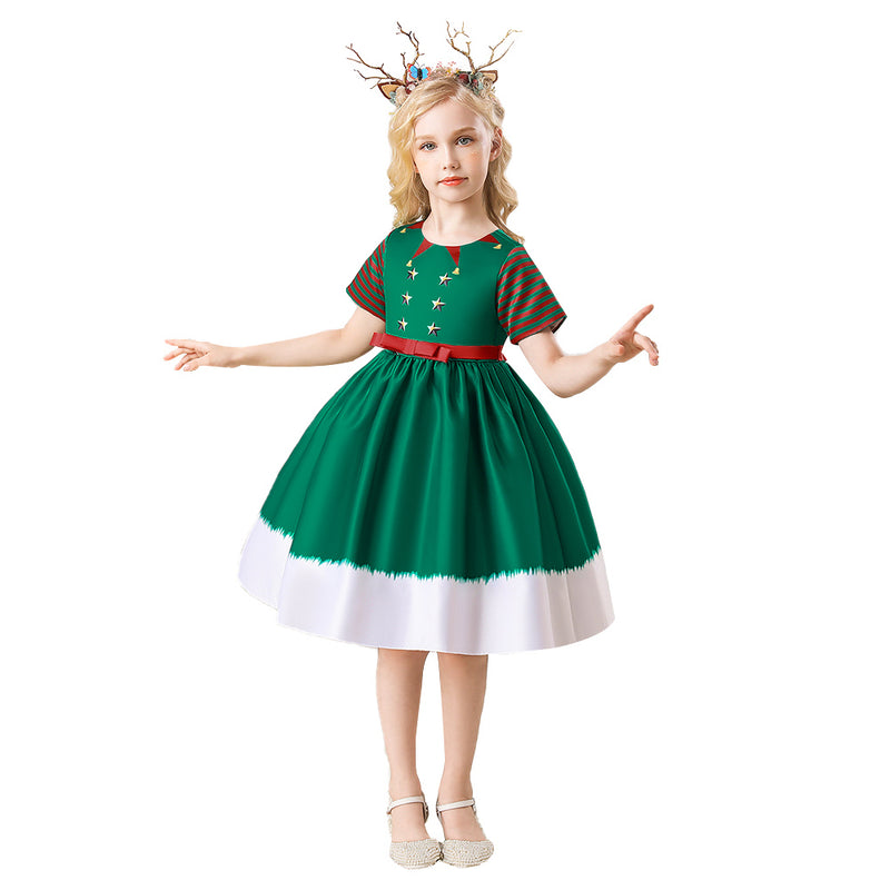 Kids Children Christmas Elf Cosplay Costume Dress Outfits Halloween Carnival Suit