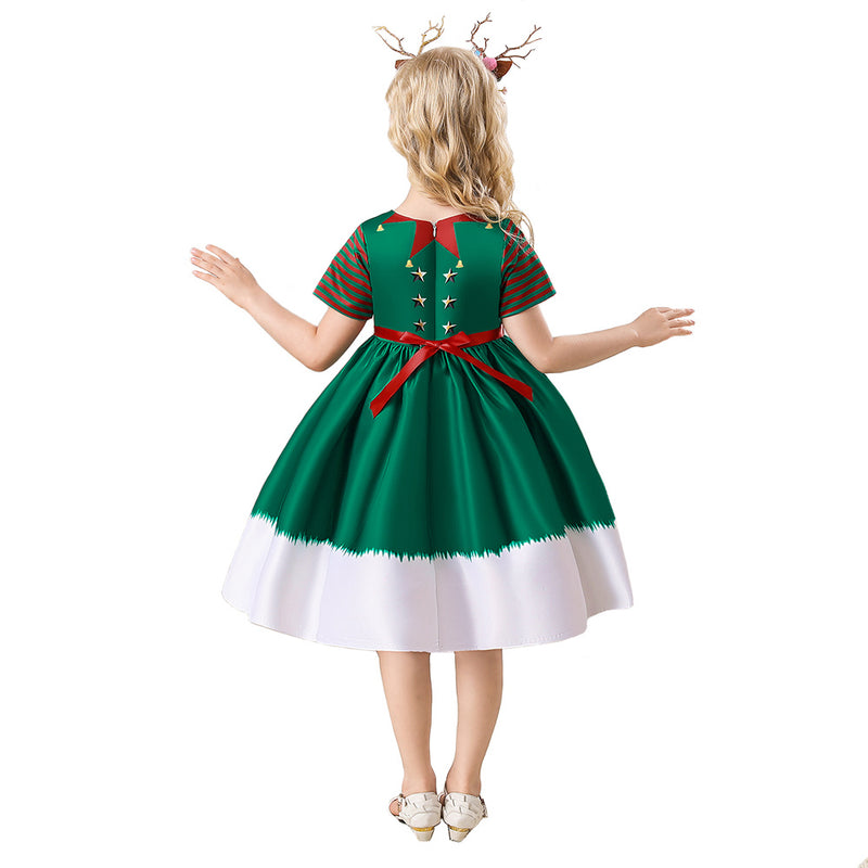 Kids Children Christmas Elf Cosplay Costume Dress Outfits Halloween Carnival Suit