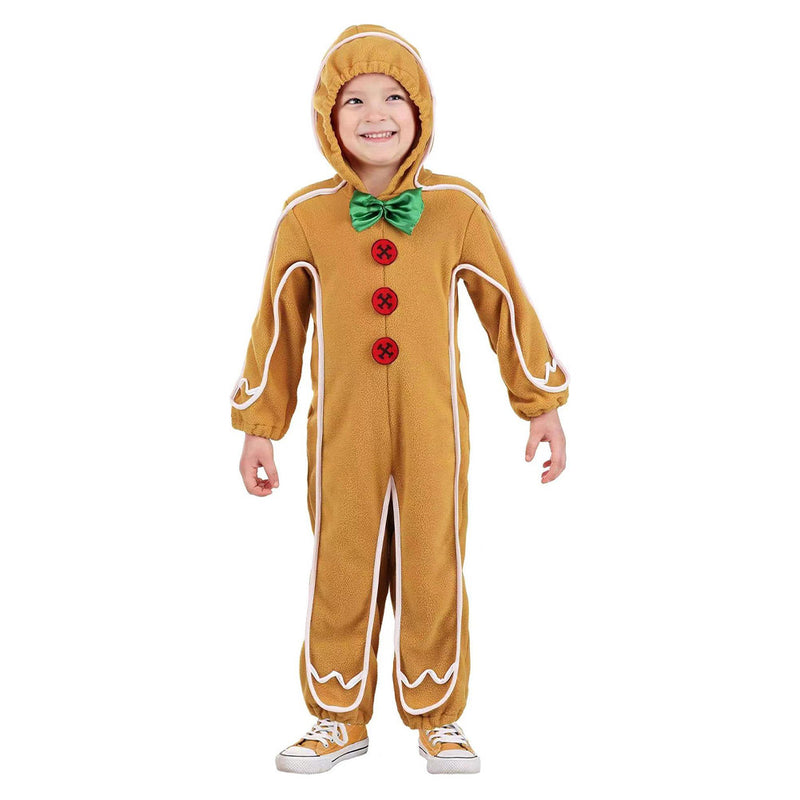 Kids Children Christmas Gingerbread Cosplay Costume Outfits Halloween Carnival Suit