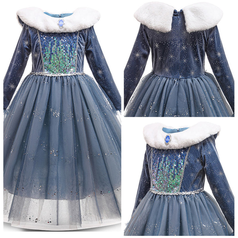 Kids Children Frozen Elsa Cosplay Costume Dress Outfits Halloween Carnival Suit