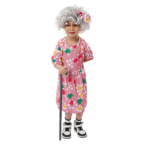 Kids Children Grandma Cosplay Costume Outfits Halloween Carnival Suit