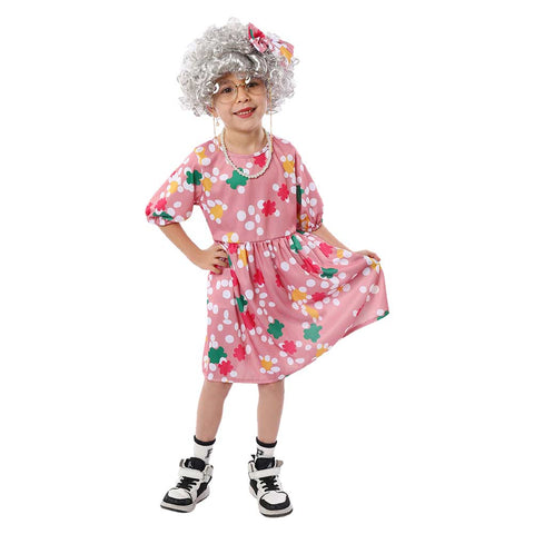 Kids Children Grandma Cosplay Costume Outfits Halloween Carnival Suit