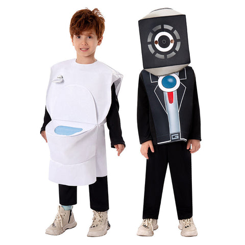 SeeCosplay Kids Children Horror Game Toilet man Cosplay Costume Outfits Halloween Carnival Suit BoysKidsCostume