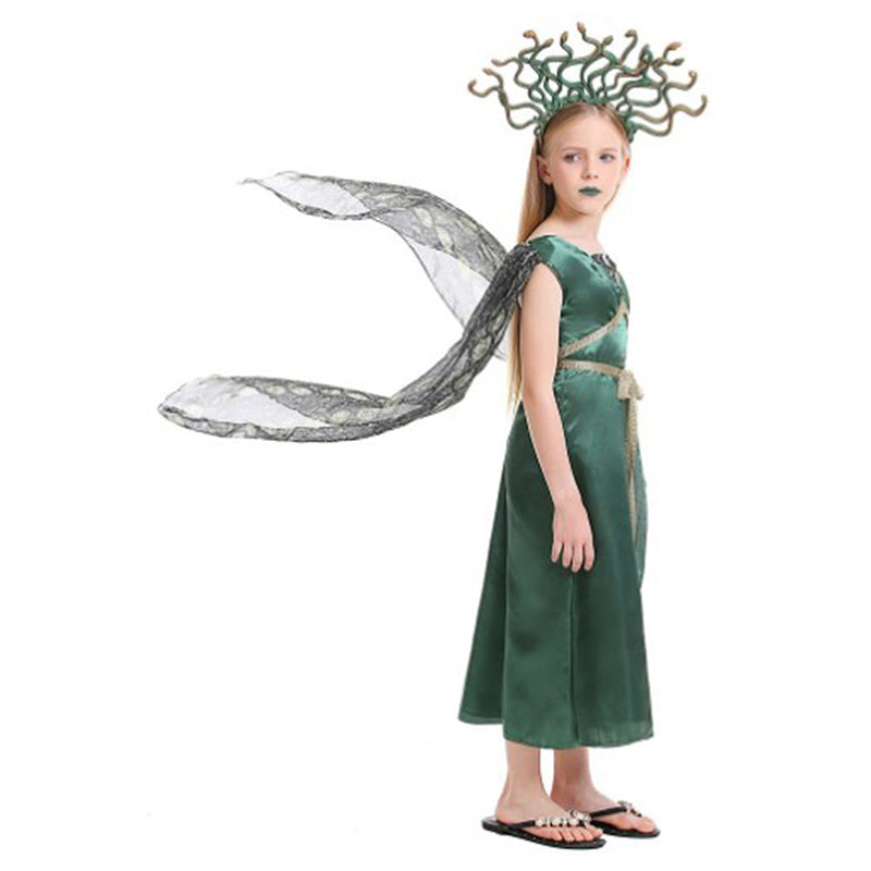 Kids Children Medusa Cosplay Costume Dress Outfits Halloween Carnival Suit