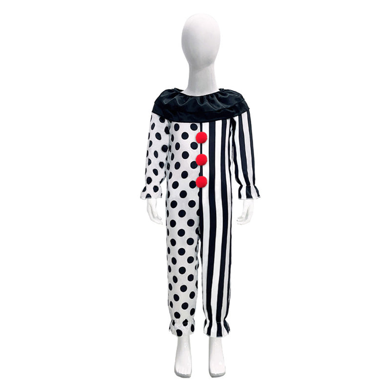 Kids Children Terrifier 2 Art the Clown Cosplay Costume Jumpsuit Hat Fantasia Roleplay Outfits Halloween Carnival Party Suit